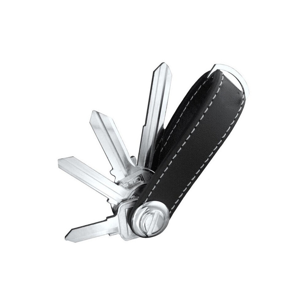 Car Key Pouch Bag Case Wallet Holder Chain Key Wallet Ring Collector Housekeeper Pocket Key Organizer Smart Leather Keychain Black 885659306204