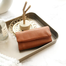 Leather Key Holder Wallet Money Clips 2-in-1 Multifunctional Mini Solid Soft Cow Leather Zipper Key Case Wallet