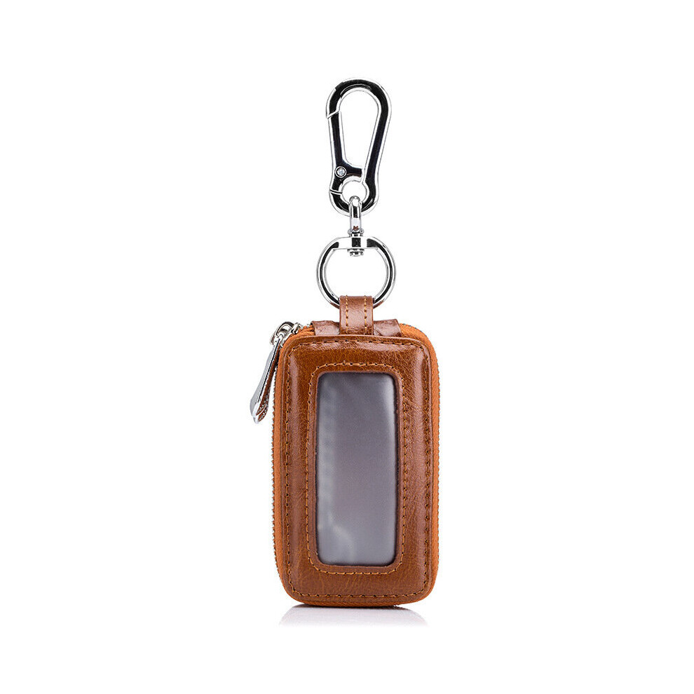 Solid Cowhide Universal Car Key Cover Suitable For All Kinds Of Car Key Cover Double Layer Men's Key Bag Waist Hanging Brown 885659309427