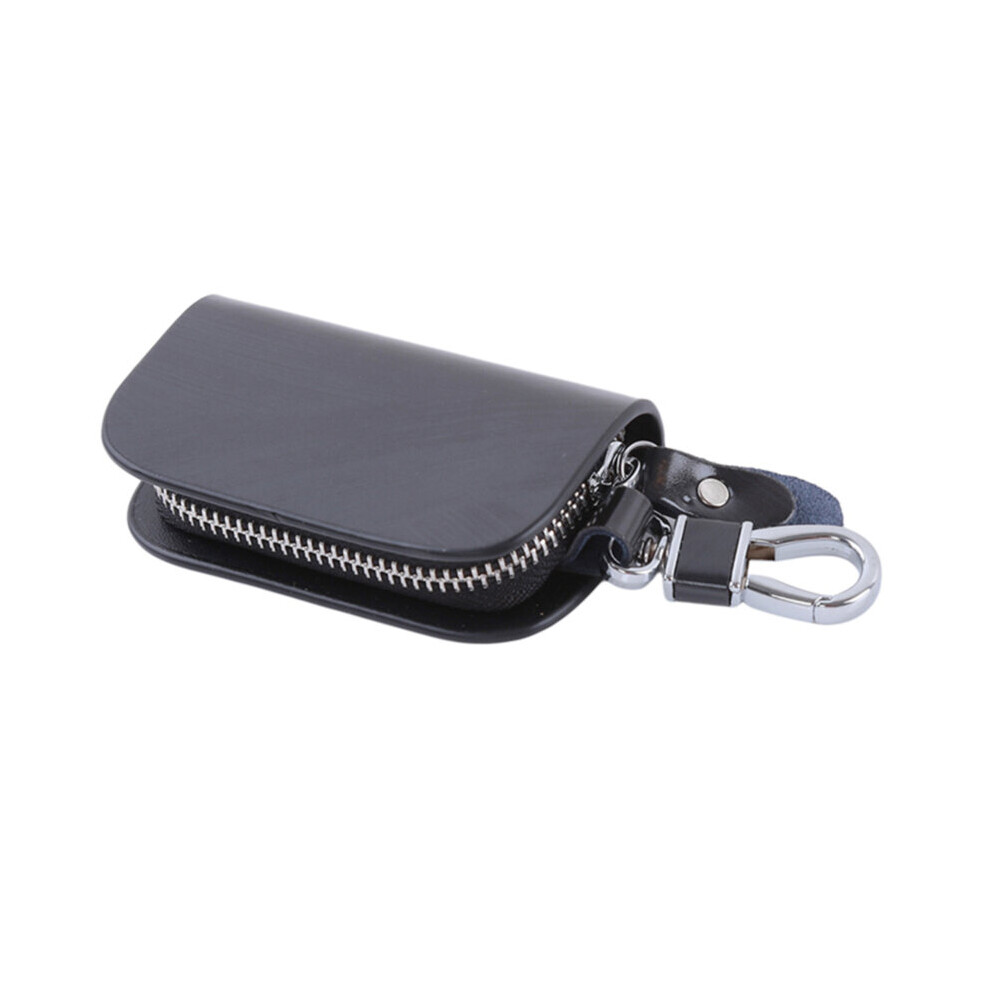 Men Key Holder Housekeeper Keys Organizer Wallet Keychain Covers Zipper Key Case Bag Leather Car Key Wallets Black