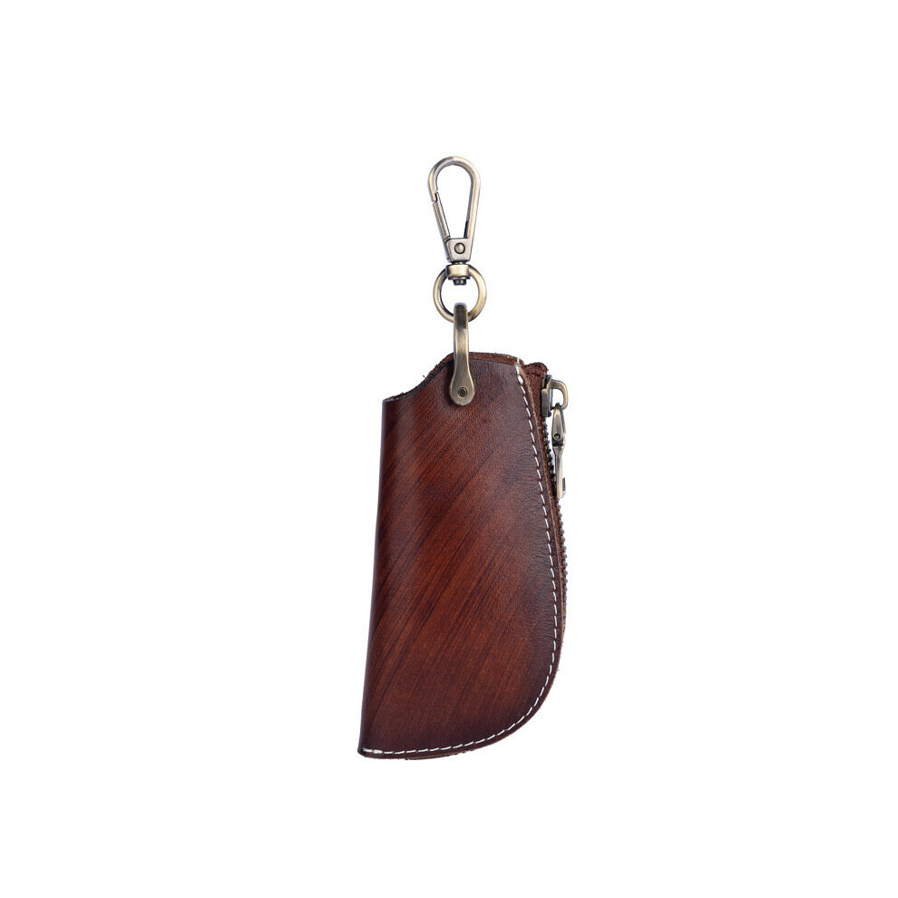 Retro Leather Car Key Holder Natural Real Cowhide Keychain Small Hanging Belt Buckle Bag Key Wallets Brown 885659314209