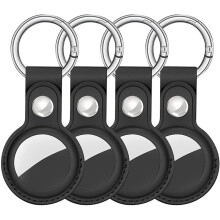 4 Pcs Protective Holder For Airtag Case PU Leather Skin Cover With Keychain Holder Key Ring Loop For Air Tag Accessories