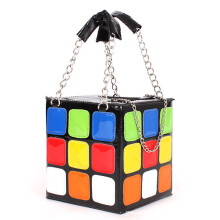 Pu leather casual Cube Shape Shoulder Bags Purse Clutch Purse stereotypes small square bag Colorful Crossbody Bags