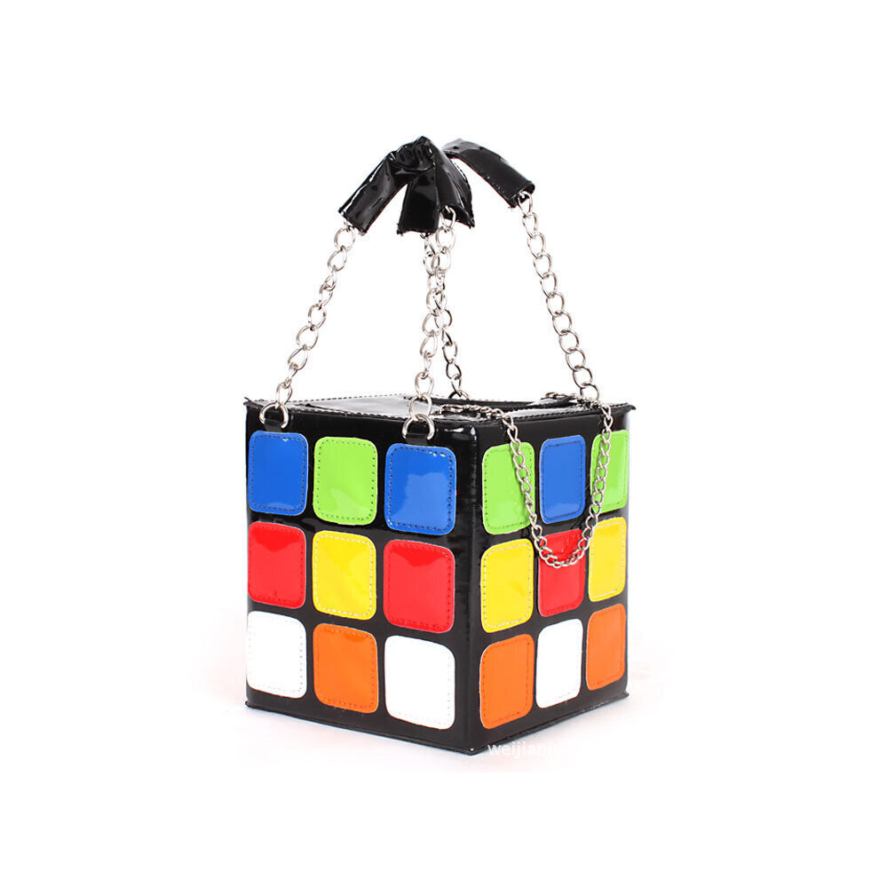 Pu leather casual Cube Shape Shoulder Bags Purse Clutch Purse stereotypes small square bag Colorful Crossbody Bags