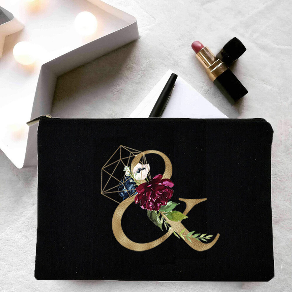 Girl Cosmetic Bag Golden Flower Letter Pattern Storage Organizer Bags Korea Pouches For Travel Bags Pouch Cosmetic Bags