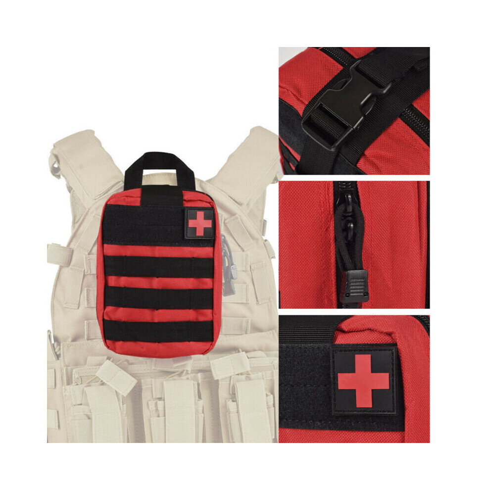 Red Tactical First Aid Kit Survival Molle Rip-Away Emt Pouch Bag Medical Kit