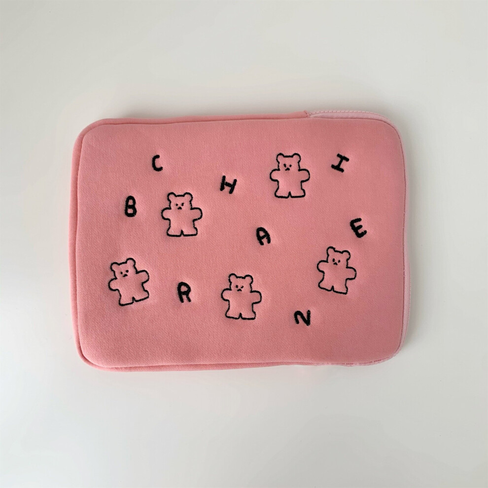 Cartoon Bear Letters Print Tablet Case Sleeve For Ipad 9.7 10.5 11Inch Macbook Storage Bag Makeup Bag Pen Bag Girl Brown 885659414848