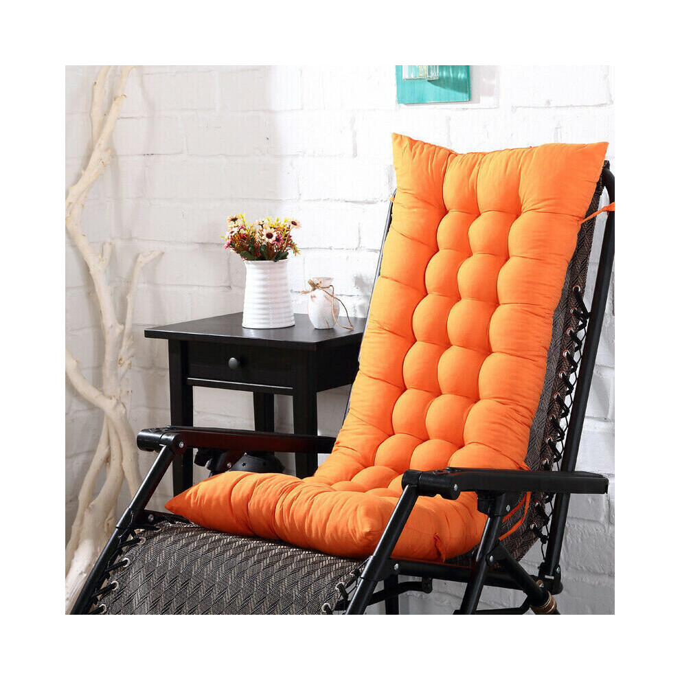 (Orange) Garden Rocking Deck Chair High Back Chair Sun Seat Pads Recliner Cushion Outdoor