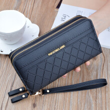 Ladies Double Zipper Wallet Large High Capacity Purse Women PU Leather Female Long Wallets