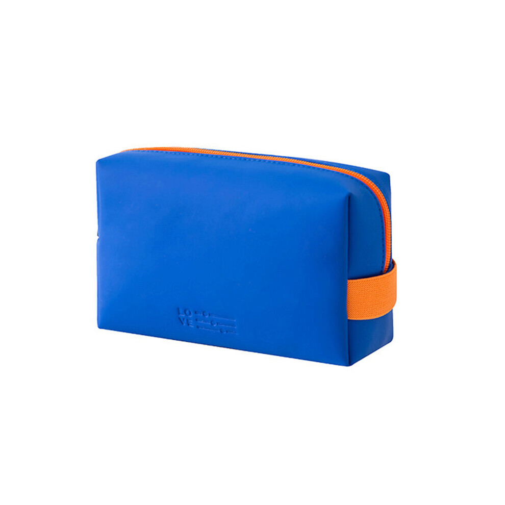 Blue Personalized Travel Makeup Bag Embroidery Protable Cosmetic Bag Waterproof Organizer Pouch Bag Makeup Bag For Women