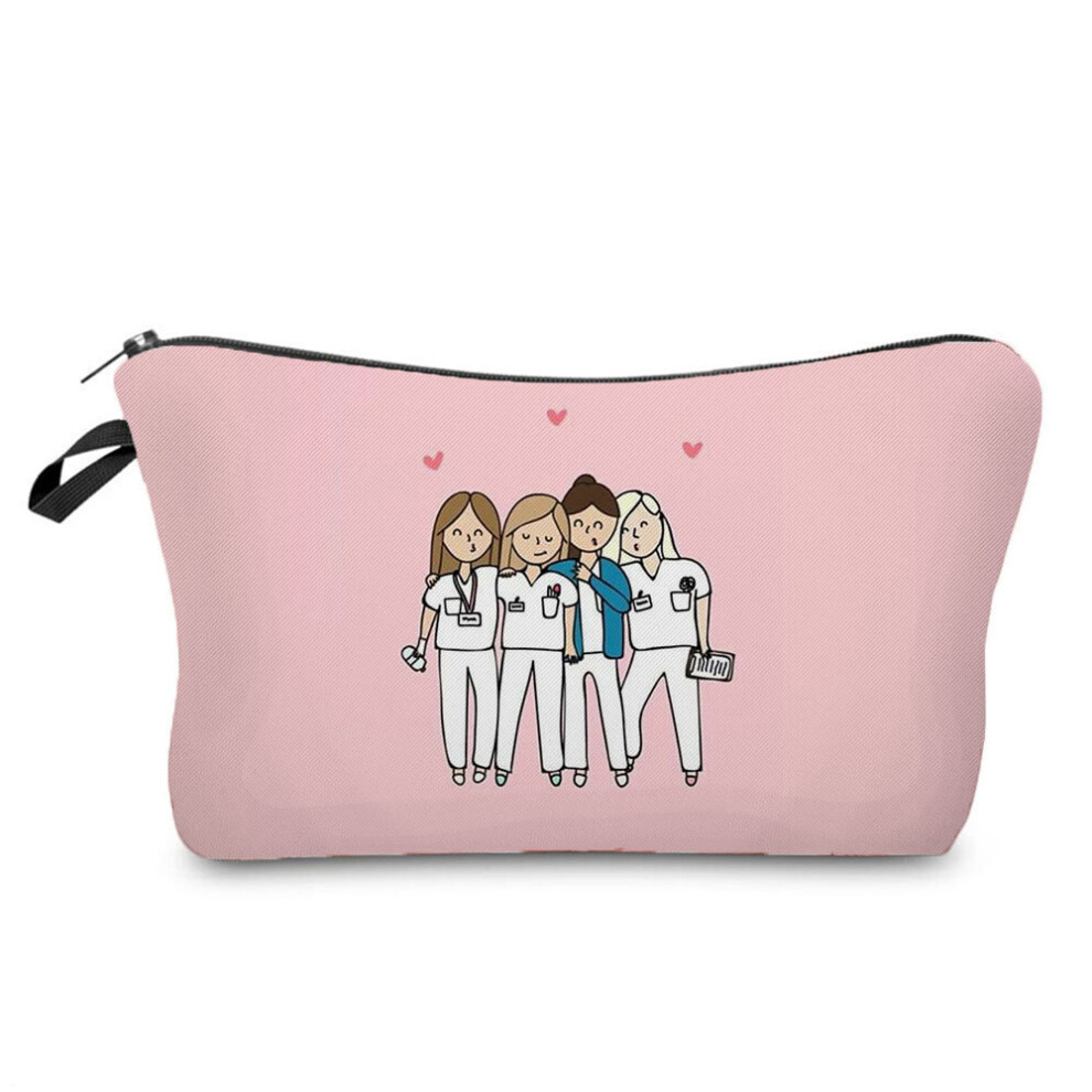 Cartoon Ladies Nurse Printed Cosmetic Bags Foldable High Capacity Women Makeup Bag Eco Reusable Storage Bag Pencil Case