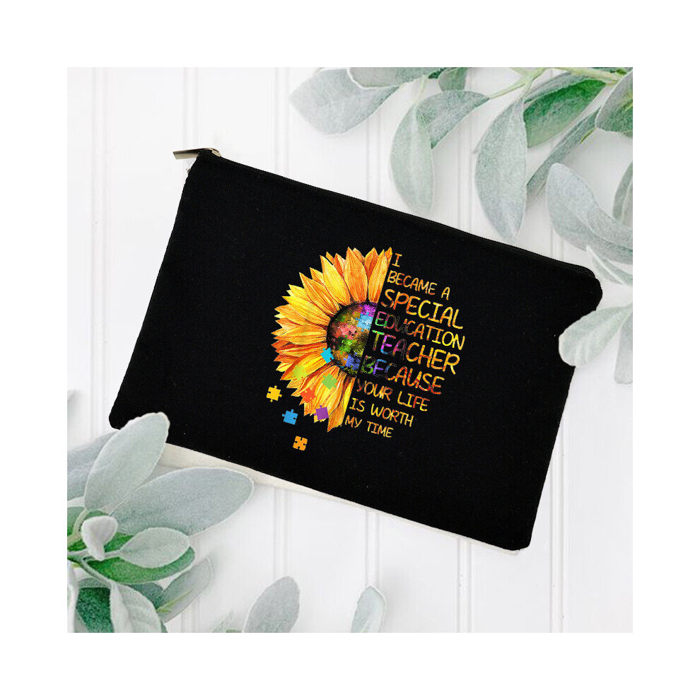 Blessed Teacher Portable Cosmetic Bag Zipper Beauty Case Female Makeup Storage Pouch Purse Travel Organizer Pencil Bag Gift