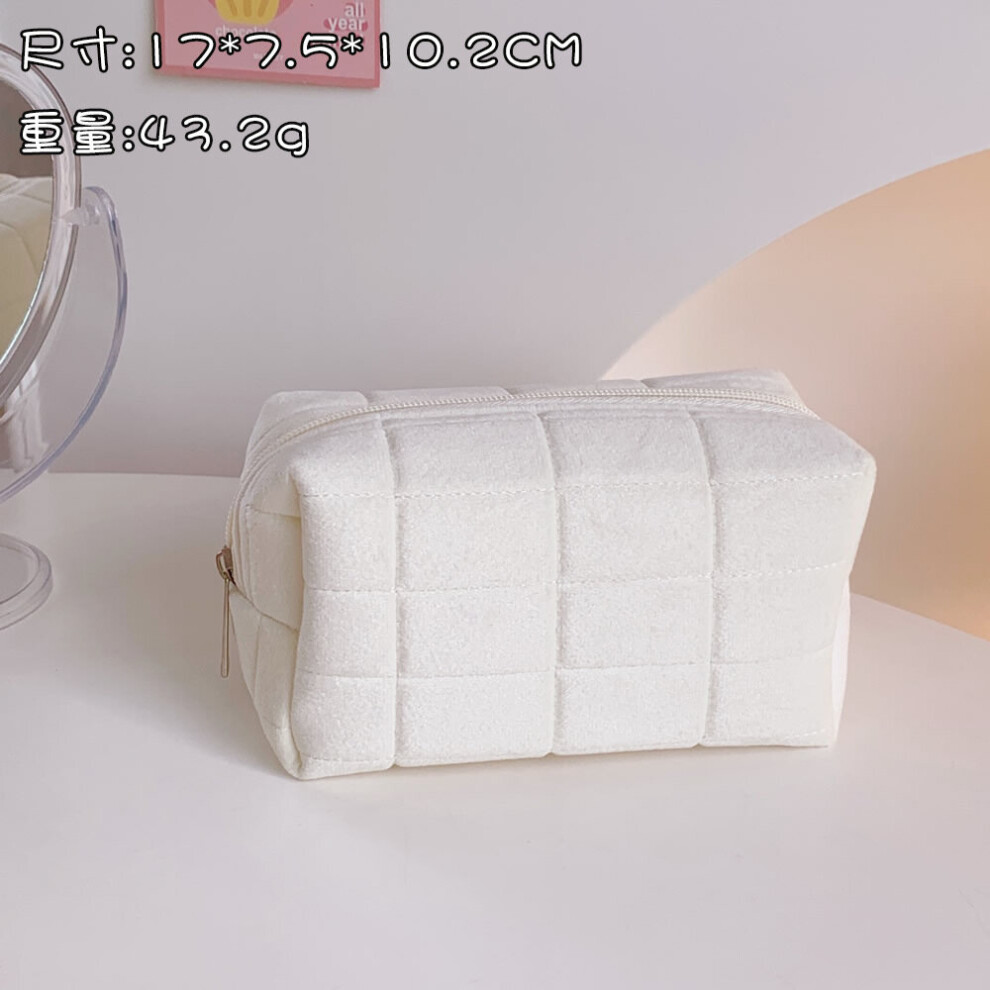 Black Large Capacity Pink Plush Makeup Bag Pencil Case Student Storage Bag Soft Multifunctional Cosmetic Bag Organizer