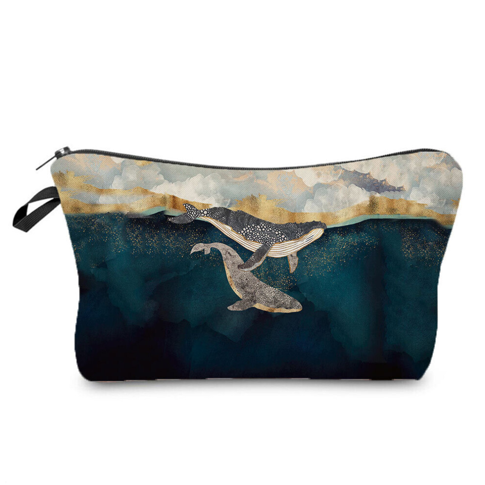 Cosmetic Bags Sea Whale Print Makeup Bag Casual Pretty Women's Bag High Pencil Cases Portable Storage Bag Lady