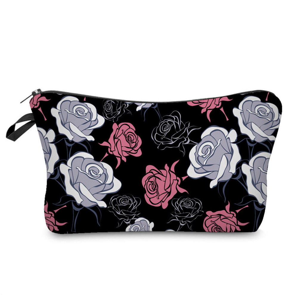 Makeup Bag Heat Transfer Printing Women Flowers Travel Cosmetic Bags Kosmetyczka Pretty Purse