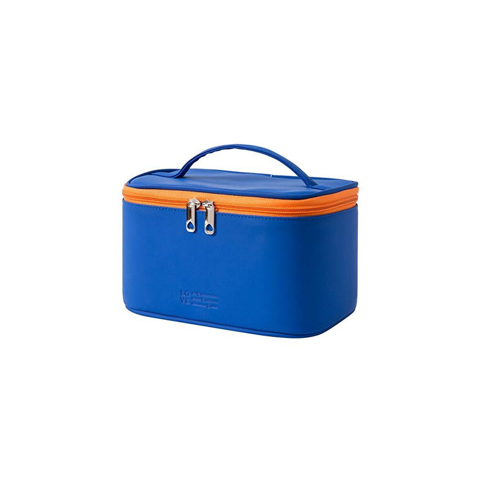 Blue Personalized Makeup Bag Embroidery Name Portable Travel Cosmetic Bag For Women Pouch Pu Leather Waterproof Gift For Bridesmaids