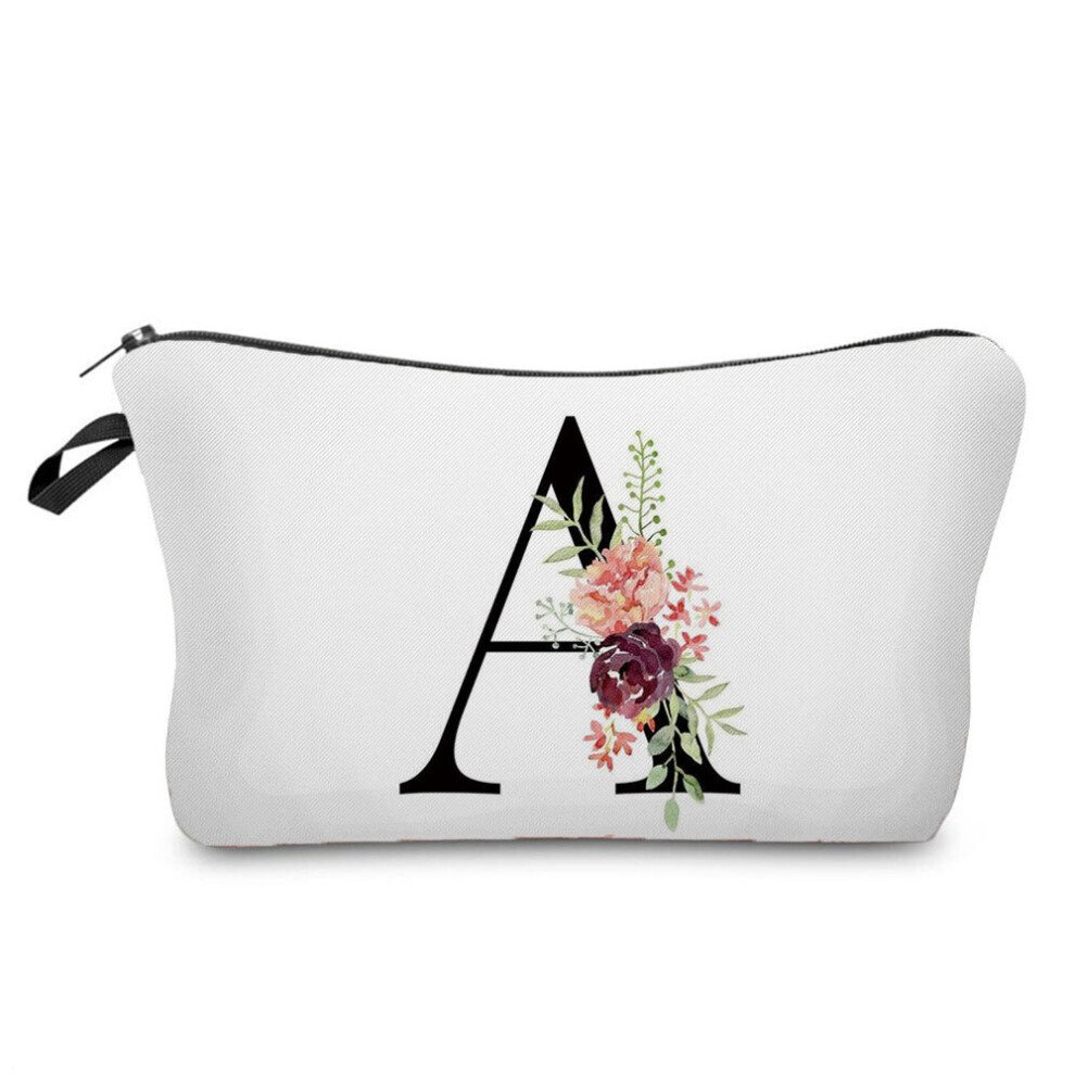 Brown Bridesmaid Makeup Bag Flower Alphabet Printed Storage Bag Cosmetic Bags For Bride Bridesmaid Proposal Gift Women's Bag