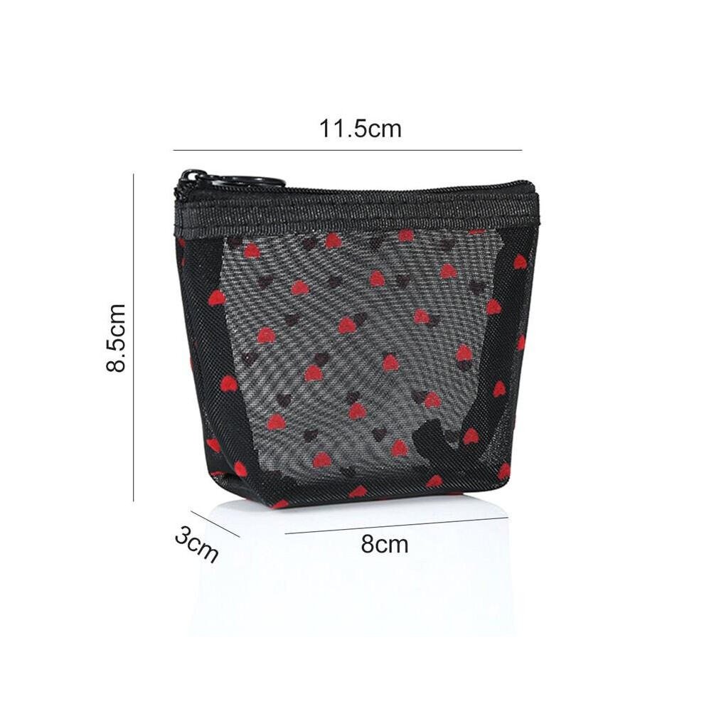 Brown 1Pc Transparent Mesh Makeup Bag Large Capacity Mesh Cloth Cosmetic Pouch Cosmetic Organizer Bag For Outdoor