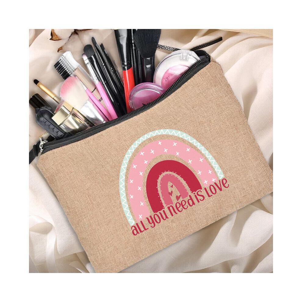 Brown Rainbow Women Canvas Makeup Bags Cosmetics Bags Pouchs A Wide Selection Designs Pouch Women Cosmetic Bag