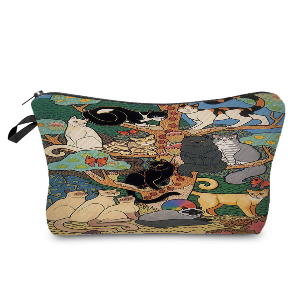 Cartoon Cat Cosmetic Bags Animal 3D Printed Makeup Bag Women Storage Bag Casual Eco Reusable Pencil Case Pattern