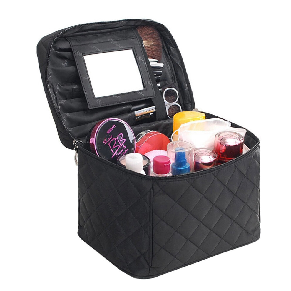 Black Women Cosmetic Bag Case High Capacity Makeup Bag Waterproof High Foldable Travel Organizer Makeup Bag Beautician Pouch