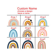 (Black, M) Personalized Pencil Bag Rainbow with Name Stationery Supplies Storage Bags Student Large Capacity Pencil Case Kids Gift