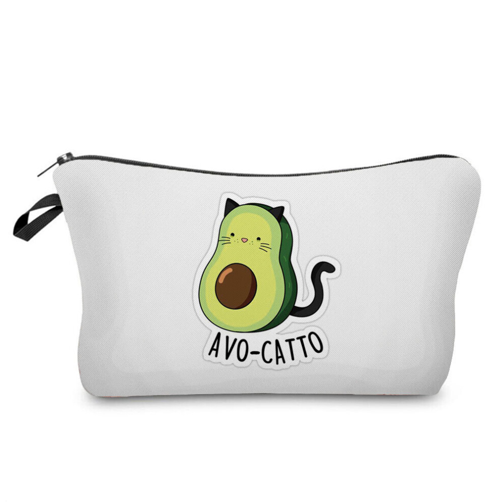 Cartoon Avocado Print Cosmetic Bags Fruit Outdoor Portable Makeup Bag Practical Storage Bag Child Pencil Case