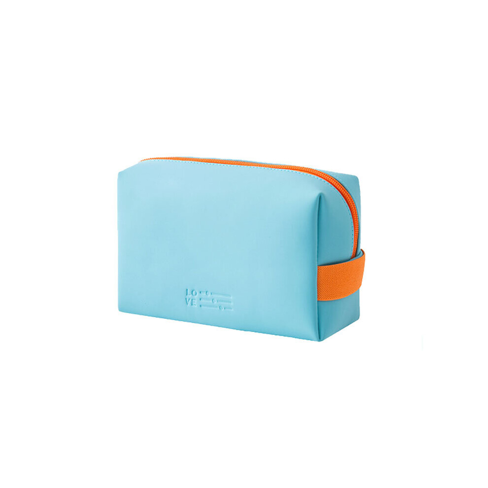 Blue Personalized Travel Makeup Bag Embroidery Protable Cosmetic Bag Waterproof Organizer Pouch Bag Makeup Bag For Women