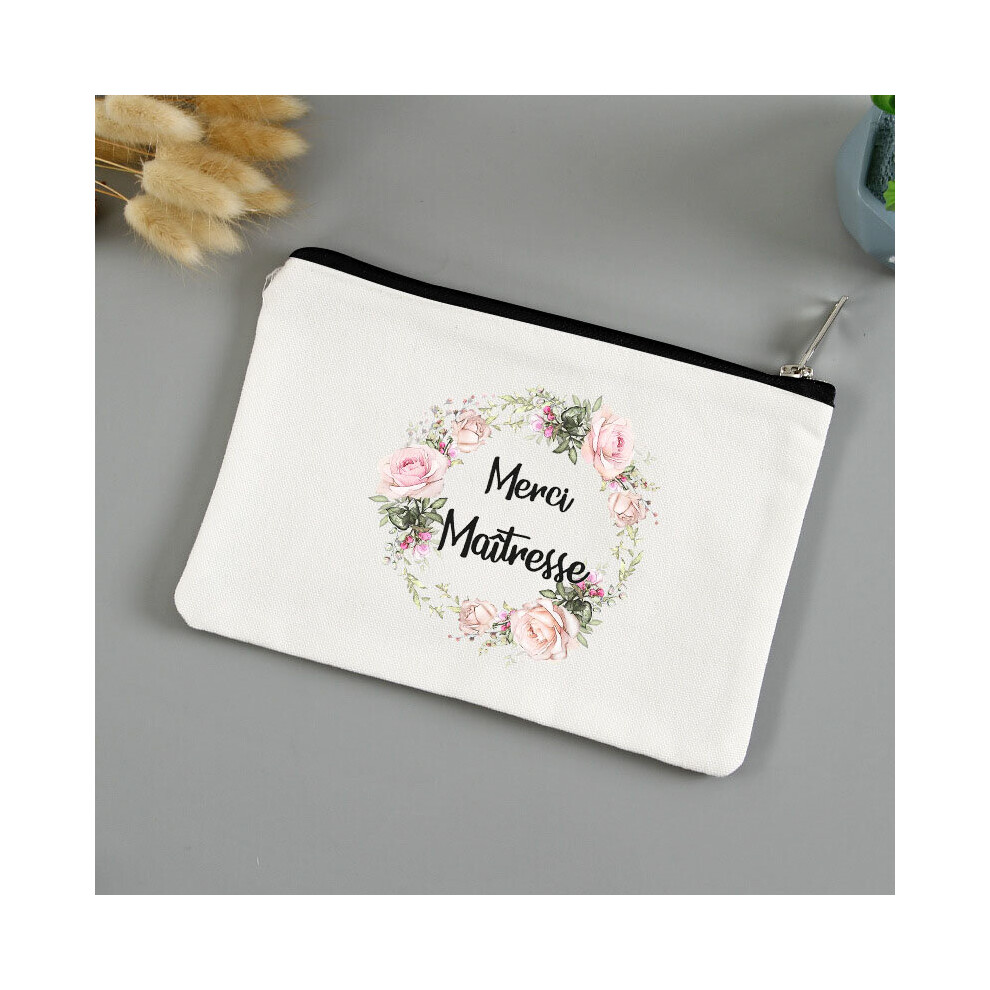 Thank You Mistress Cosmetic Bag Pencil Case Women Canvas Makeup Bag Zipper Pouch Travel Organizer Teachers' Gift