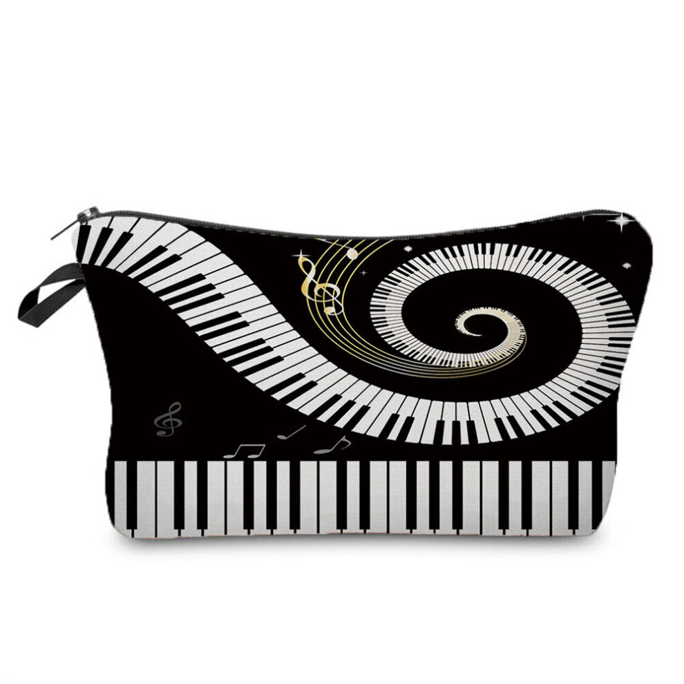 High Organizer Portable Pencil Case Piano Guitar Painting Women Makeup Bag Heat Transfer Music Notes Print Cosmetic Bags