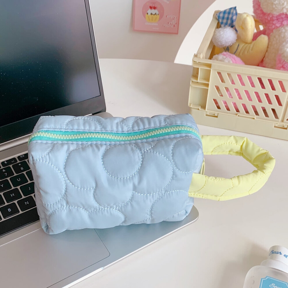Black Ins Quilted Flower Cosmetic Bags Women Large Capacity Cotton Makeup Storage Bag Beauty Case For Girls