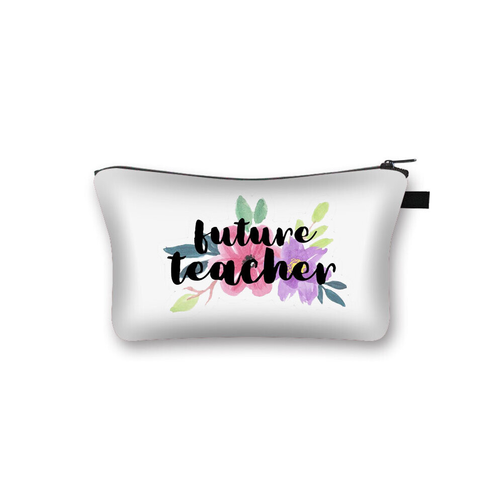 Rainbow Teacher Print Women Cosmetic Bag Happy Teachers' Pattern Makeup Bags Casual Teacher Cosmetic Case Gift