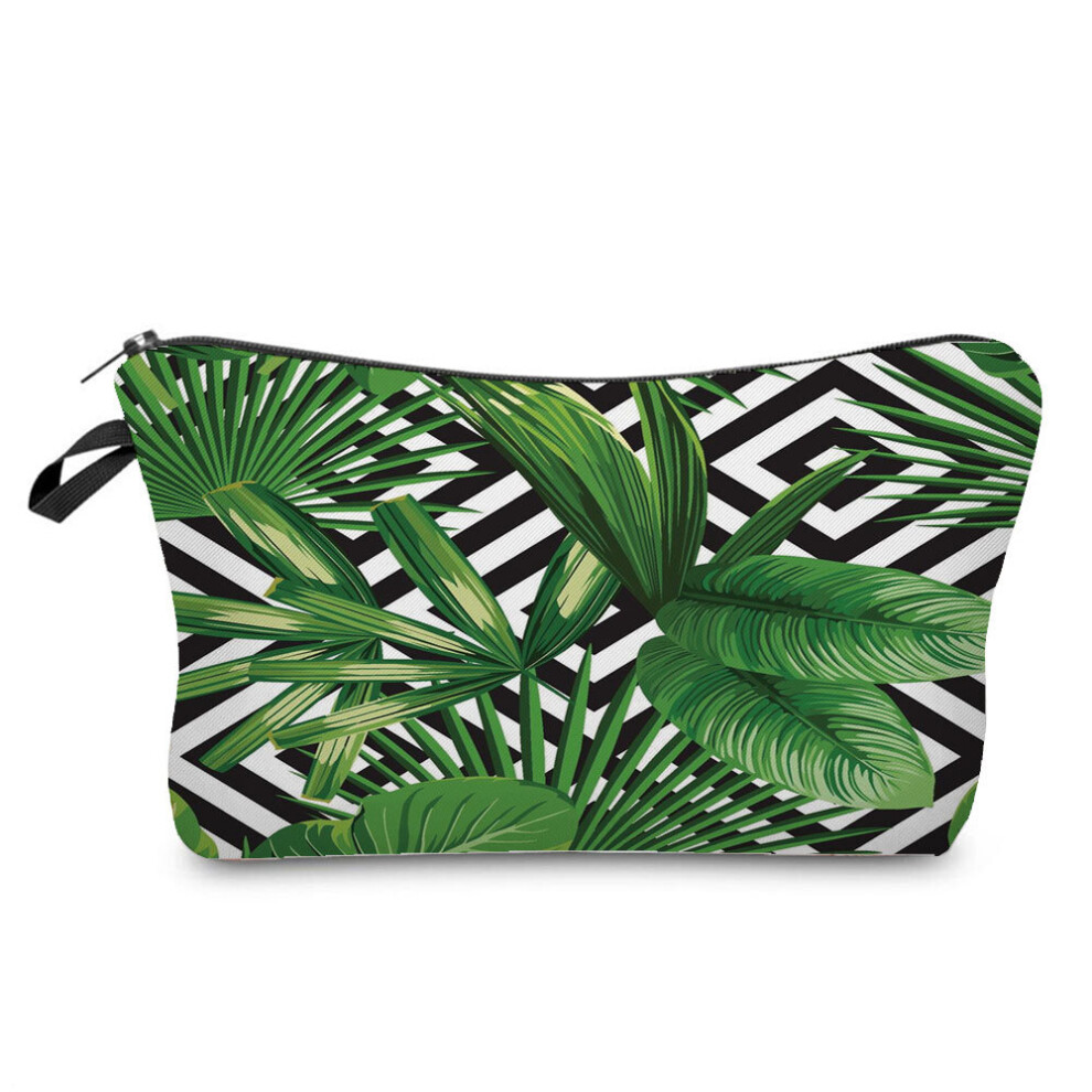Brown Tropical Leaf Cactus Monstera Cosmetic Bags High Organizer Storage Gift Bag Heat Transfer Multifunction Women Makeup Bag