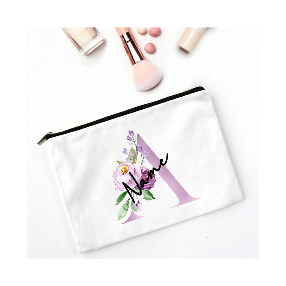 Black Personalized Name Makeup Bag Bridesmaid Gift Bachelorette Party Favors Bridal Shower Proposal Cosmetic Bag Monogram Pouch