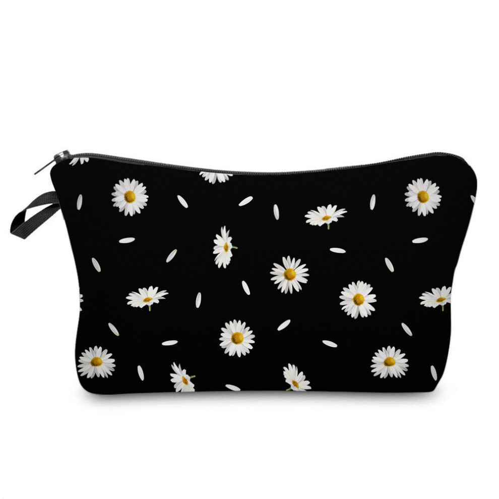 Brown Small Daisy Printed Women Bag Organizer Cosmetic Bag Makeup Bag For Trip Useful Storage Bag Lady Portable Pouch