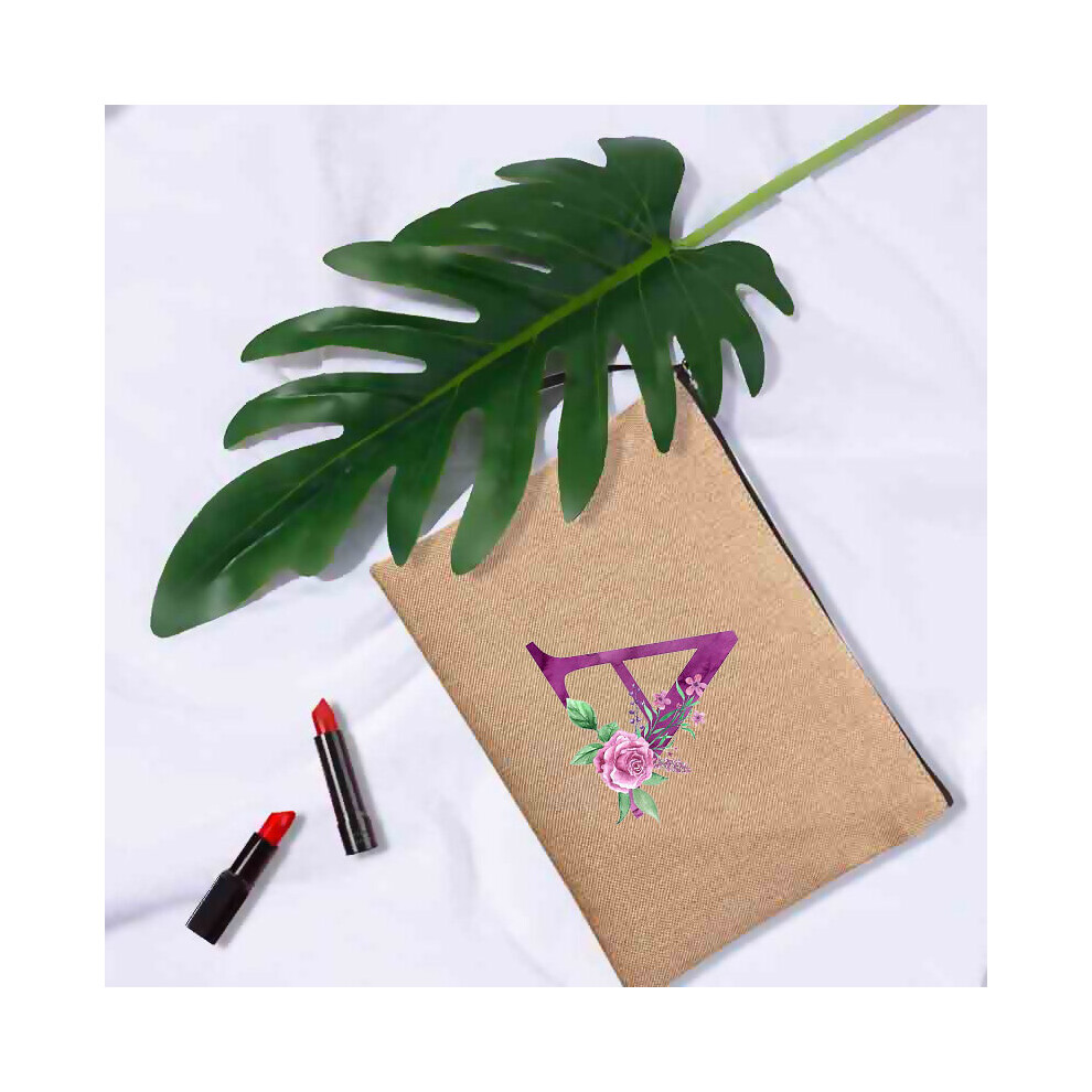Brown Purple Letter Print Cosmetic Bags Bridal Party Bridesmaid Cosmetic Organizer Pouch Bachelorette Party Travel Makeup Bag