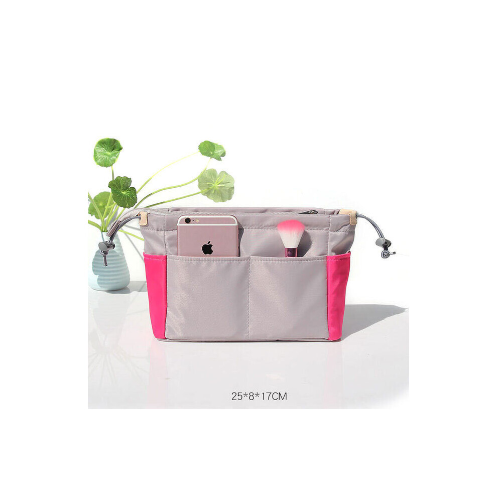 Brown Organizer Insert Bag Women Nylon Travel Insert Organizer Handbag Liner Lady Makeup Cosmetic Bag Women Tote
