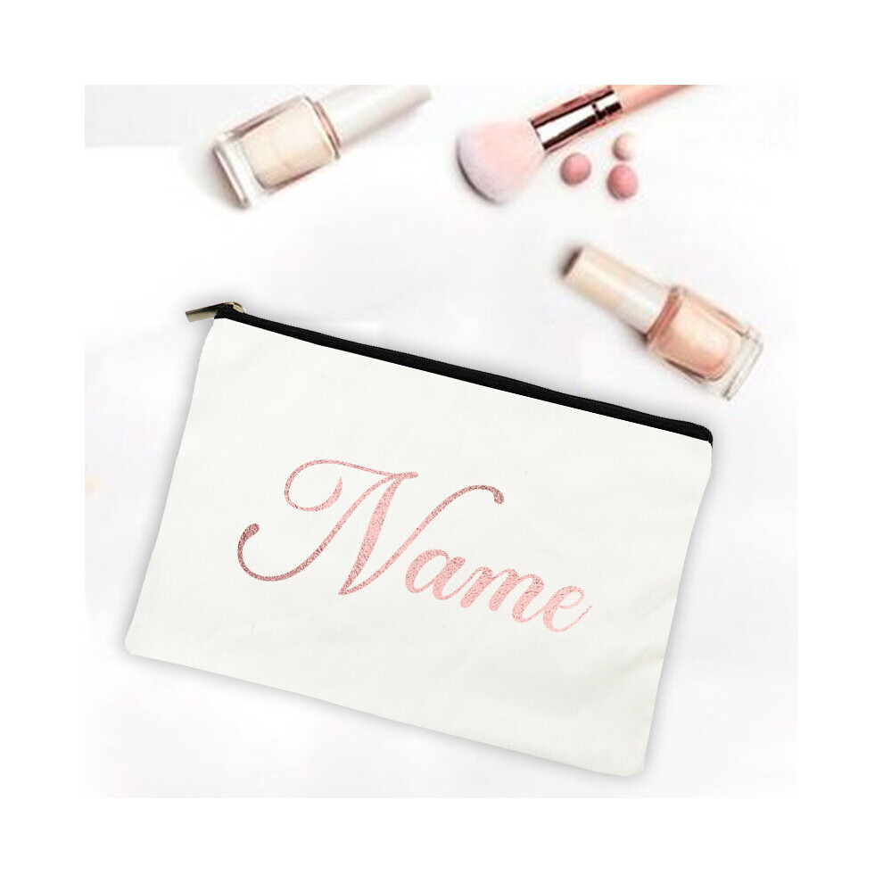 Brown Personalized Makeup Bag Name Canvas Cosmetic Case Wedding Bachelorette Party Bridesmaid Letter Print Holiday