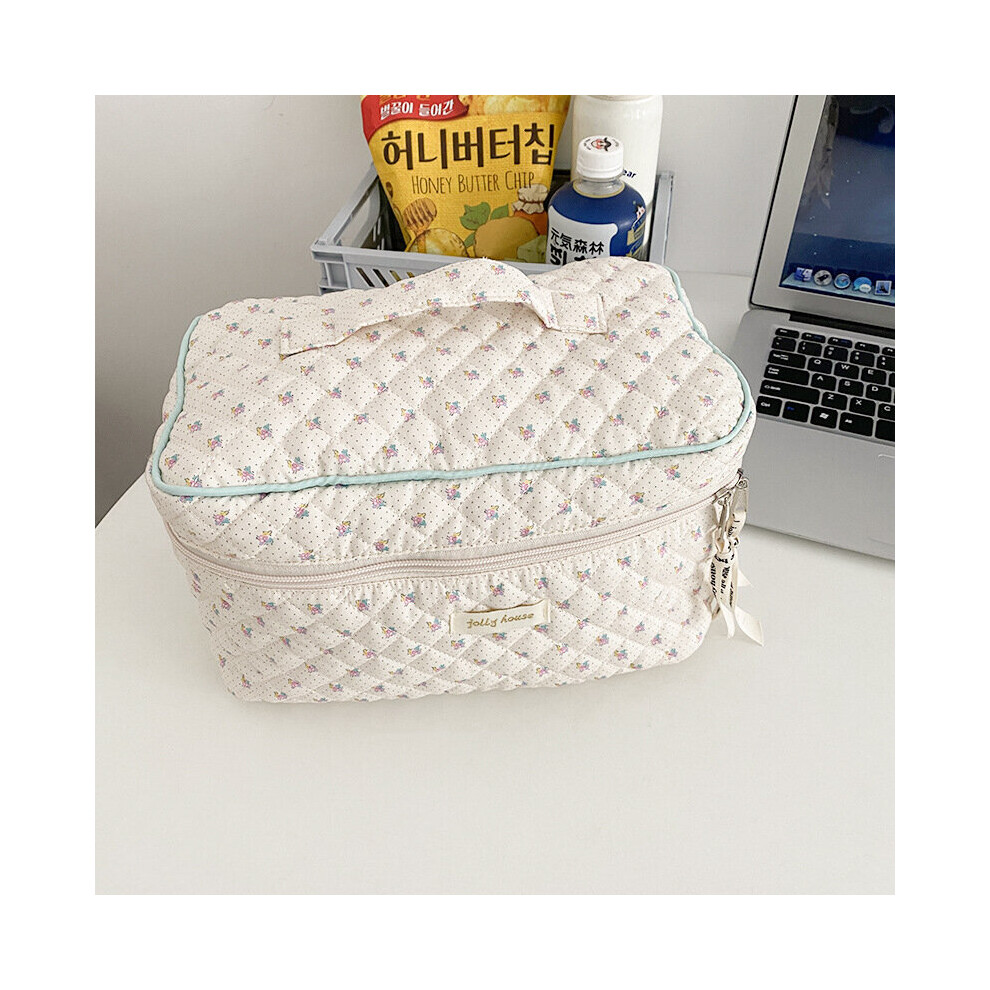 Women Soft Makeup Bag Quilted Cotton Beauty Pouch Portable Travel Floral Cosmetic Bags For Girl