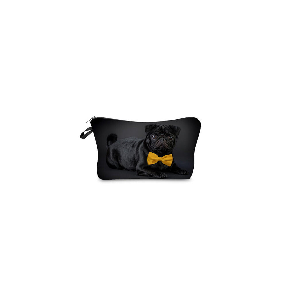 Heat Transfer Printing Pug With Bow Tie makeup bag cosmetic organizer bag Women Cosmetic Bag