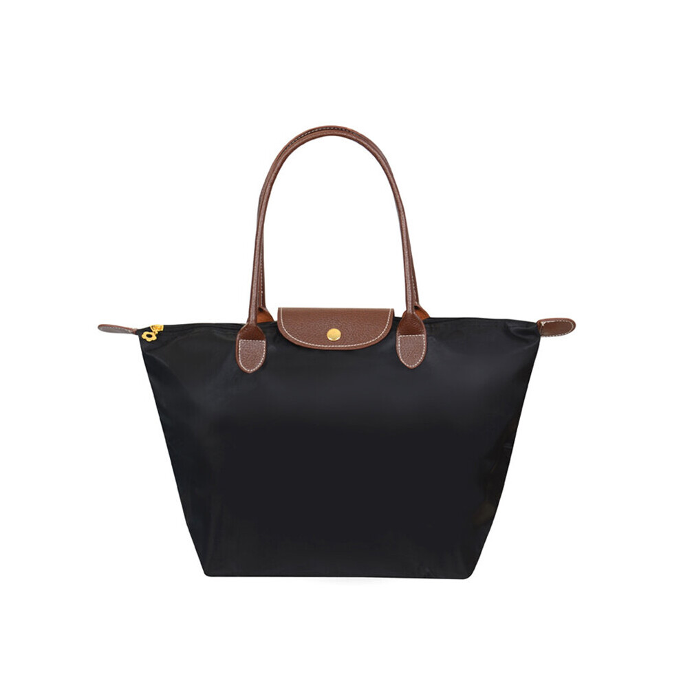 (Black, M) Famous Brands Women Handbag Bags Waterproof Nylon Shoulder Bag Folding Beach Bag Folding Tote Bolsa Sac Feminina