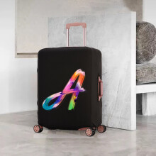 (beige, L) Colorful Letters Luggage Cover Elastic Dust Cover Anti-scratch Luggage Cover Removeable Protective Cover Travel Accessories