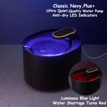 (Navy) 108oz Automatic Pet Water Dispenser With Filter 3L Large Capacity Cat Water Fountain With LED Light,Automatic Anti-dry