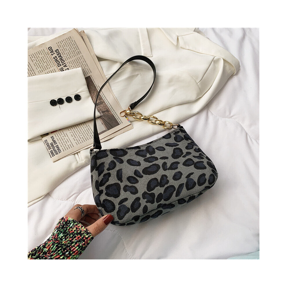 Retro Canvas Handbags for Women Personality Women's Shoulder Bag Leopard Lattice Zipper Shopping Bag-image-OPC-PBSKMGN-NEW