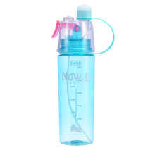 (Blue) 600ml Spray Mist Water Bottle Outdoor Sports Plastic Large Capacity Portable Cup