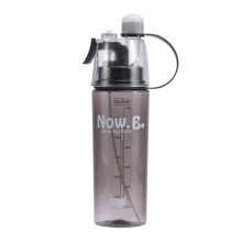 (Black) 600ml Spray Mist Water Bottle Outdoor Sports Plastic Large Capacity Portable Cup