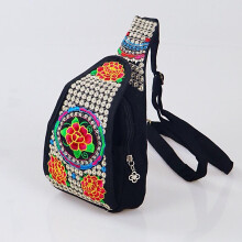Vintage Small Chest Bags National Chinese Flower Embroidery Women Shoulder Crossbody Bags Travel Bag Women's Handbags
