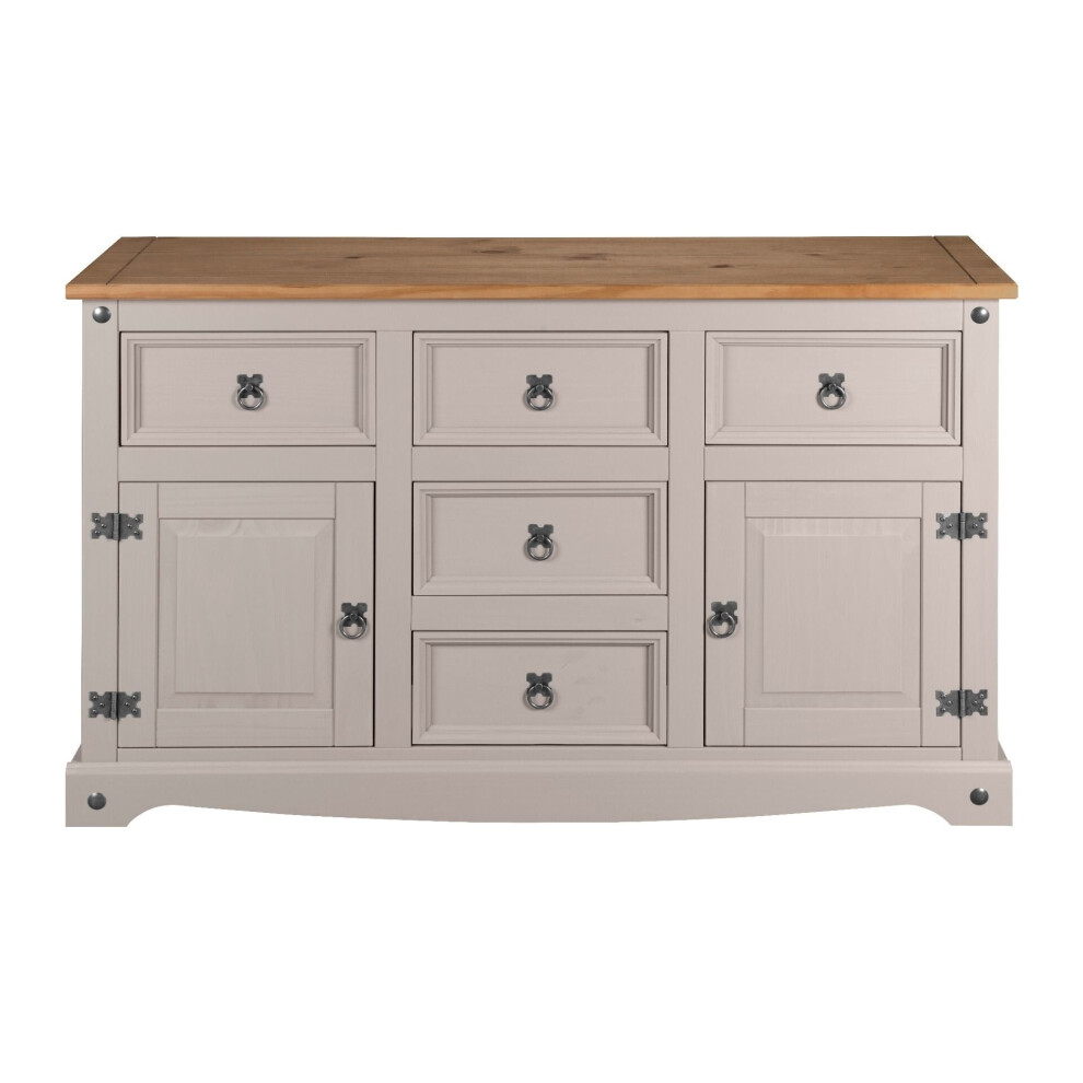 Mews Grey Corona Sideboard 2 Door 5 Drawer Mexican Solid Pine Large