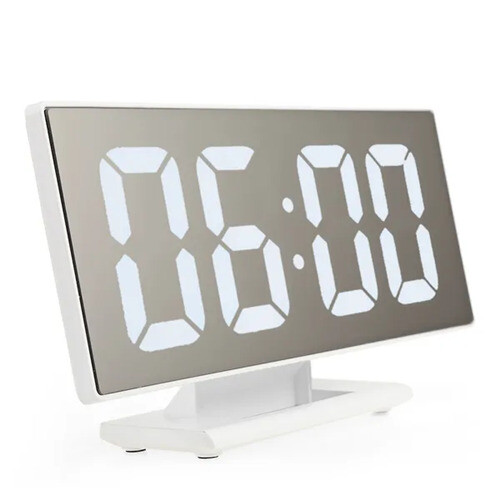 (White White) Digital Alarm Clock Snooze Display Time Night Led 2
