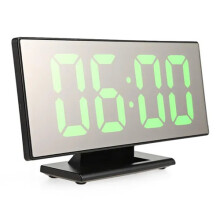 (Black Green) Digital Alarm Clock Snooze Display Time Night Led